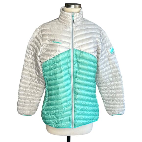 MAMMUT Teal Gray Two Tone Broad Peak Light IN Puffer Jacket Pertex Women's XL - Picture 1 of 6